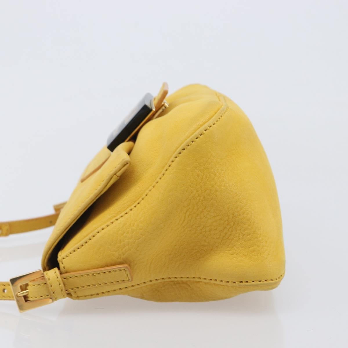 Fendi Fendi Mamma Baguette Monogram Canvas Yellow Leather Handbag (Pre-Owned)