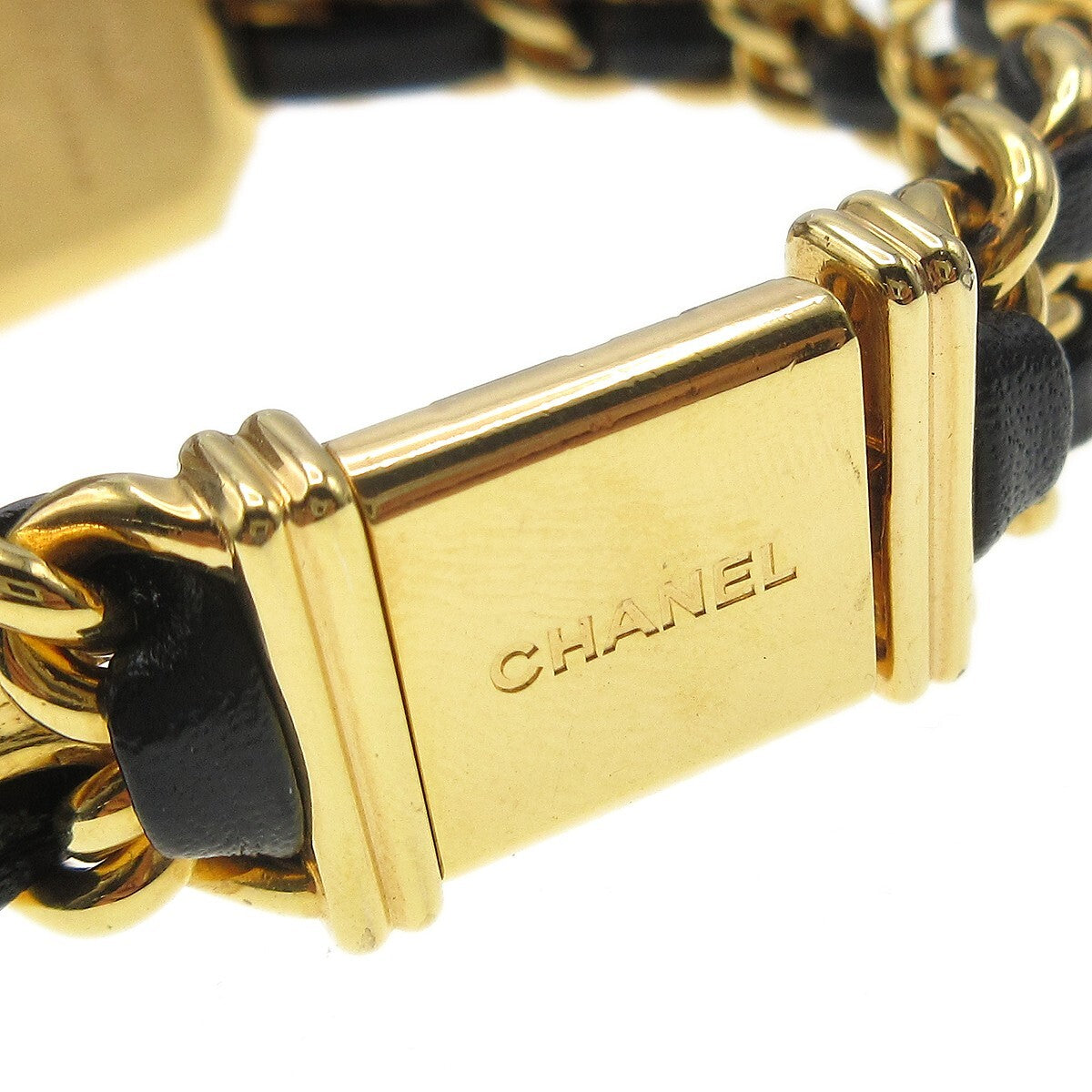 Chanel Premiere Rock Quartz Plated Metal And Leather Watch (Pre-Owned)