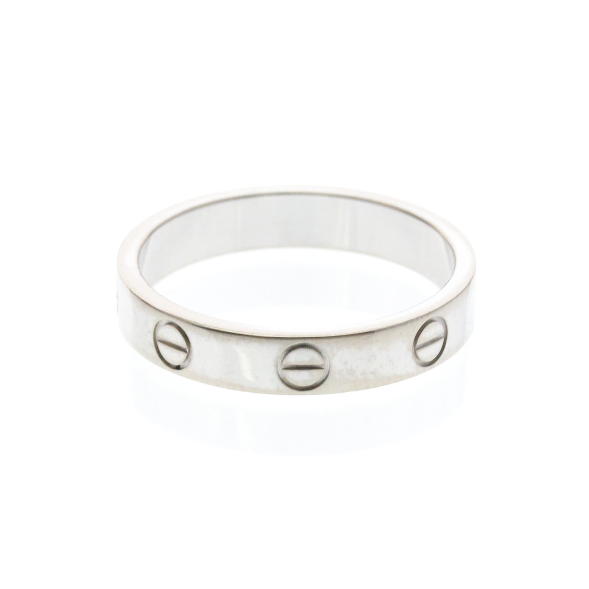 Cartier Love Band 18K White Gold Silver White_Gold Ring Jewelry (Pre-Owned)