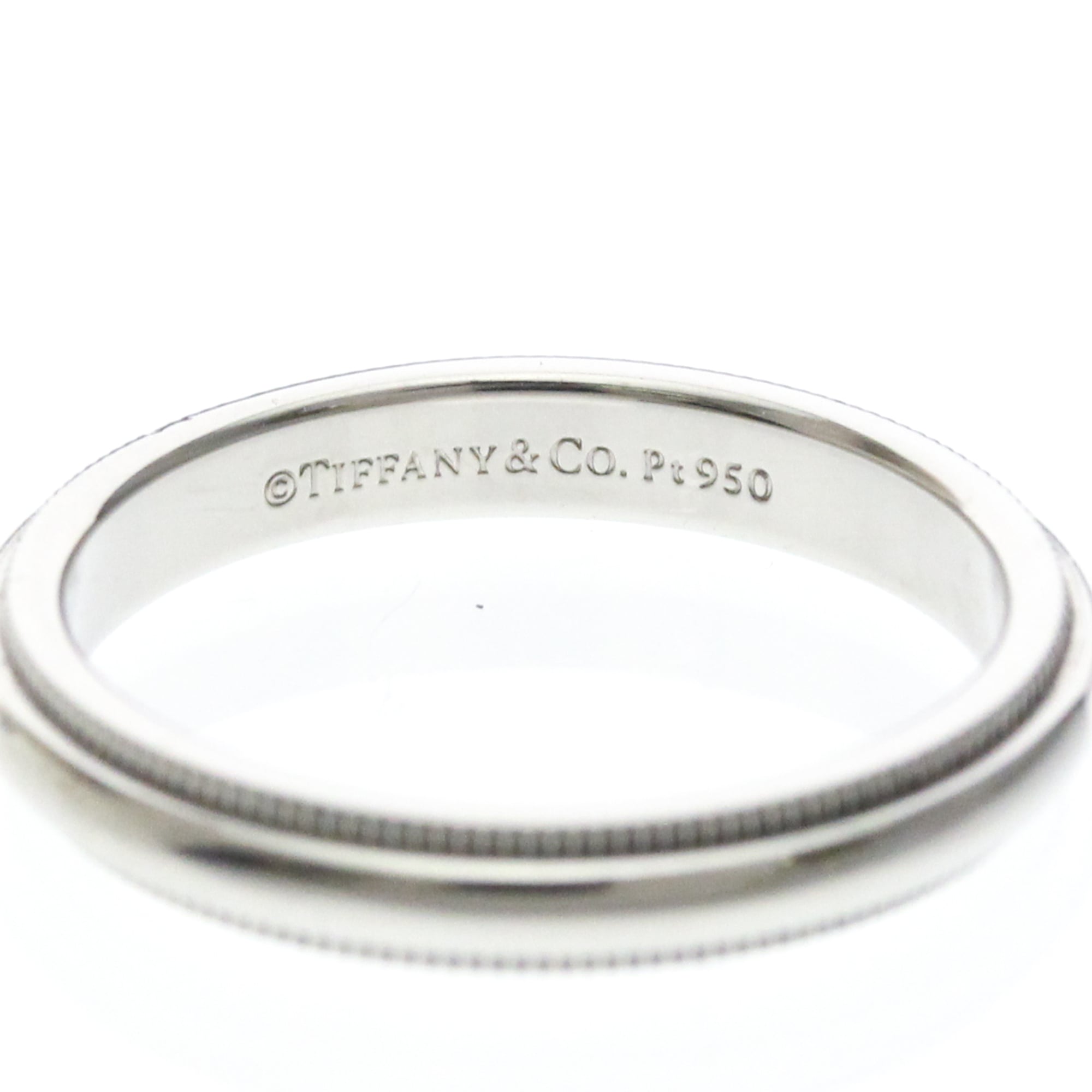 Tiffany & Co. Classic Milgrain Band Platinum Silver Platinum Ring Jewelry (Pre-Owned)