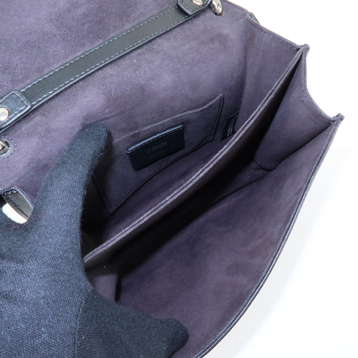 Fendi Kan I Leather Black Leather Shoulder Bag Bag (Pre-Owned)