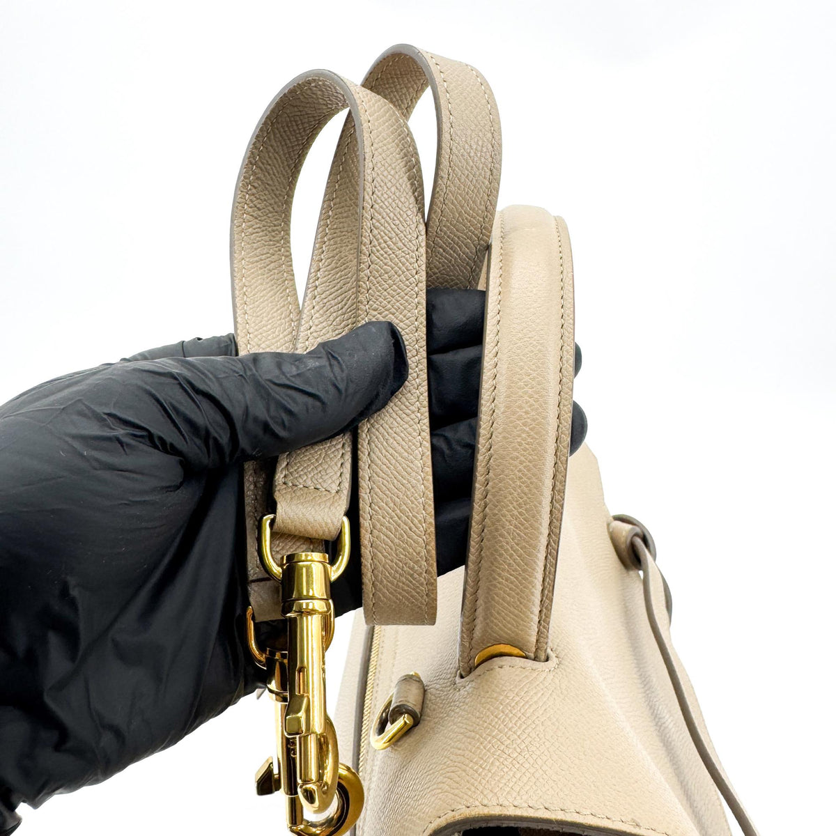 Celine Belt Calfskin Beige Leather Handbag (Pre-Owned)