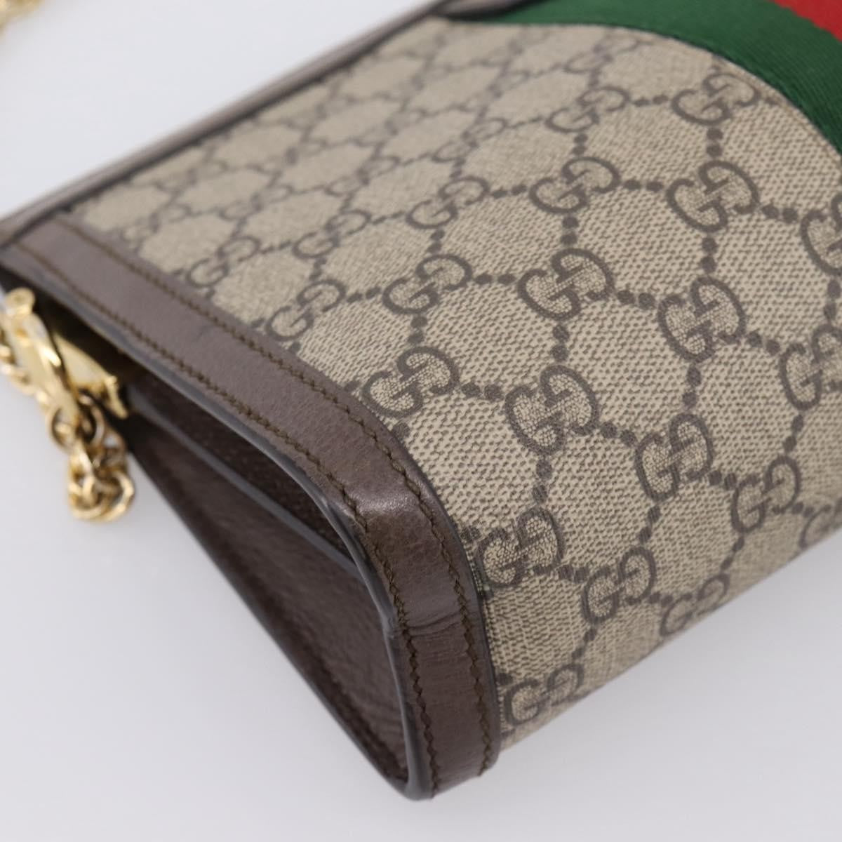 Gucci Ophidia Chain Gg Coated Canvas Beige Canvas Shoulder Bag Bag (Pre-Owned)