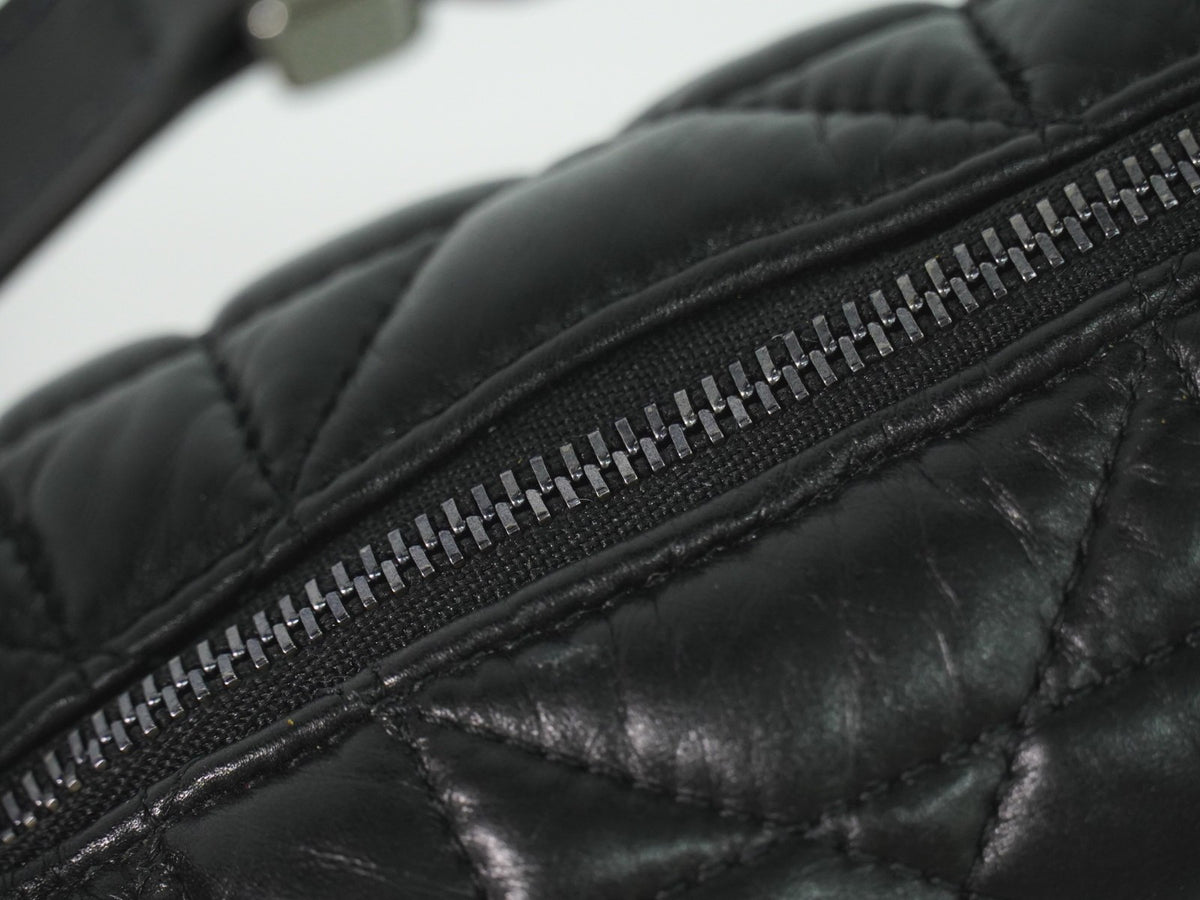 Christian Dior Diortravel Nomad Macrocannage Quilt Calfskin Black Leather Clutche & Pouche Bag (Pre-Owned)