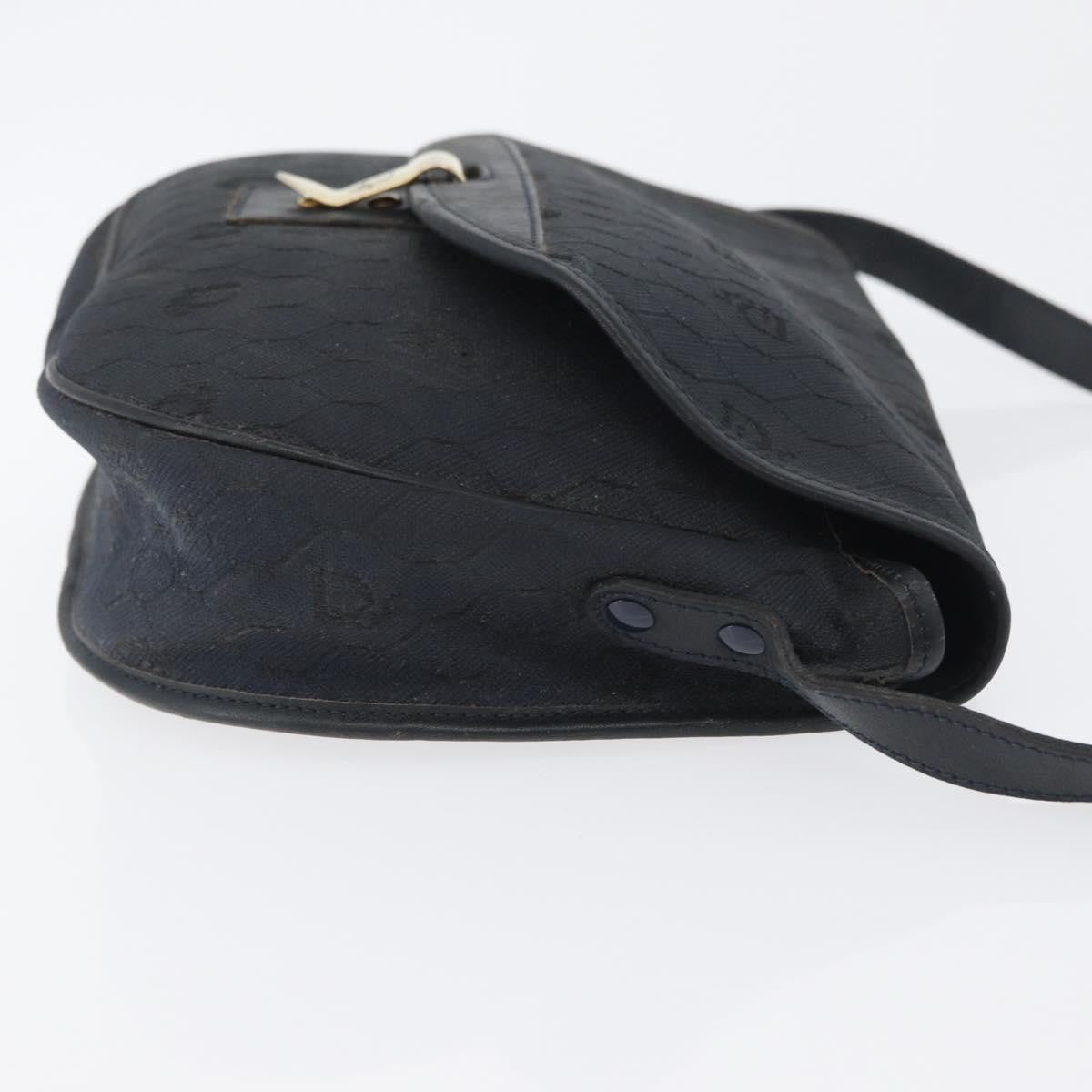 Christian Dior Vintage Honeycomb Flap Canvas And Leather Black Canvas Shoulder Bag Bag (Pre-Owned)