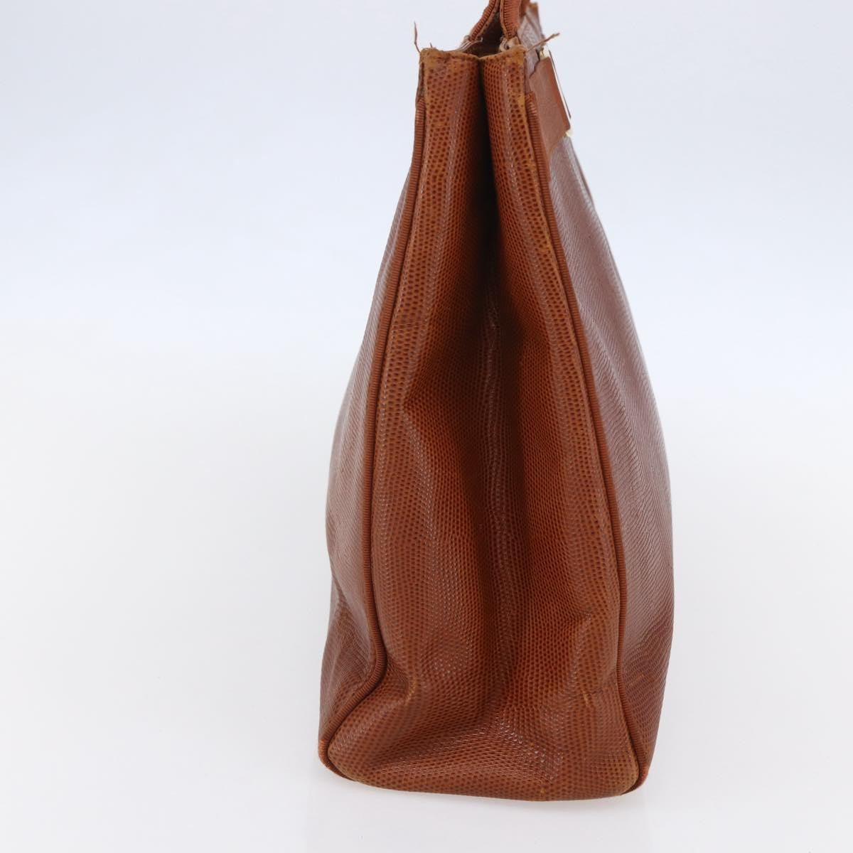 Salvatore Ferragamo Vintage Vara Bow Tote Lizard Embossed Leather Brown Leather Tote Bag Bag (Pre-Owned)