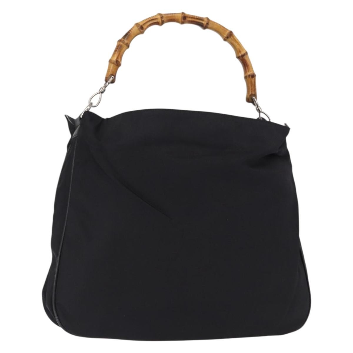 Gucci Vintage Bamboo Shoulder Canvas Black Canvas Shoulder Bag Bag (Pre-Owned)