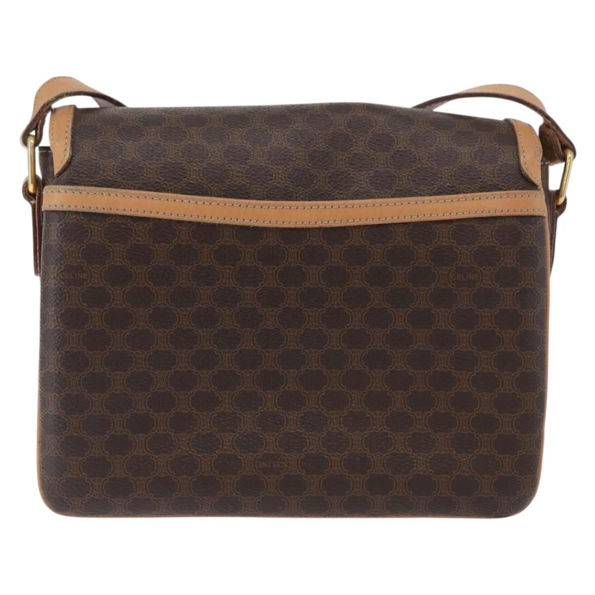 Celine Vintage Macadam Canvas And Leather Brown Canvas Shoulder Bag Bag (Pre-Owned)