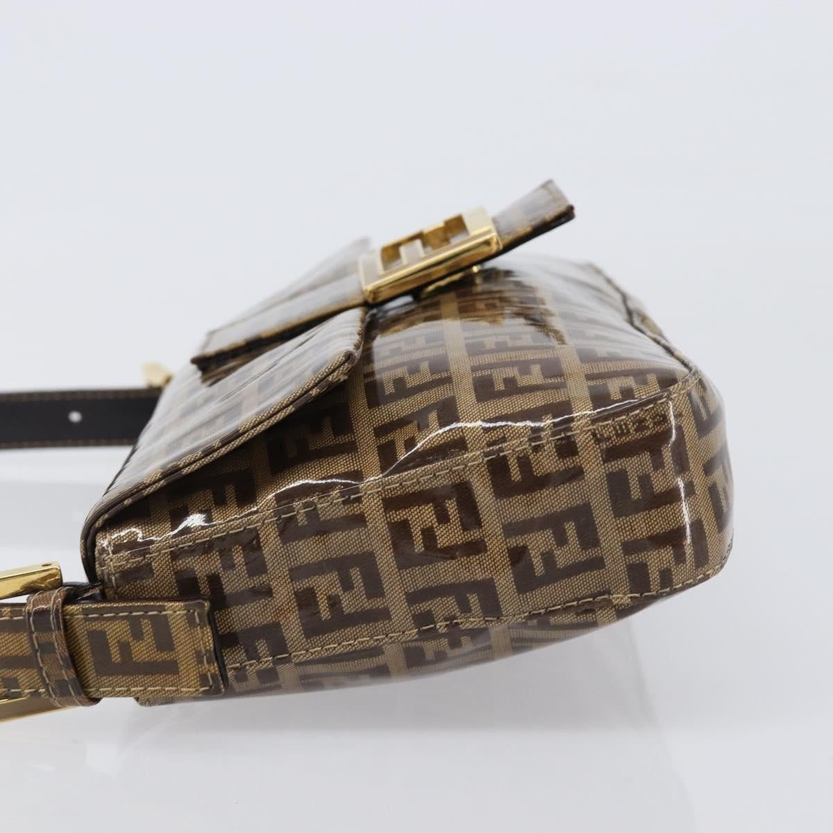 Fendi Mamma Baguette Zucca Patent Leather Beige Canvas Shoulder Bag Bag (Pre-Owned)