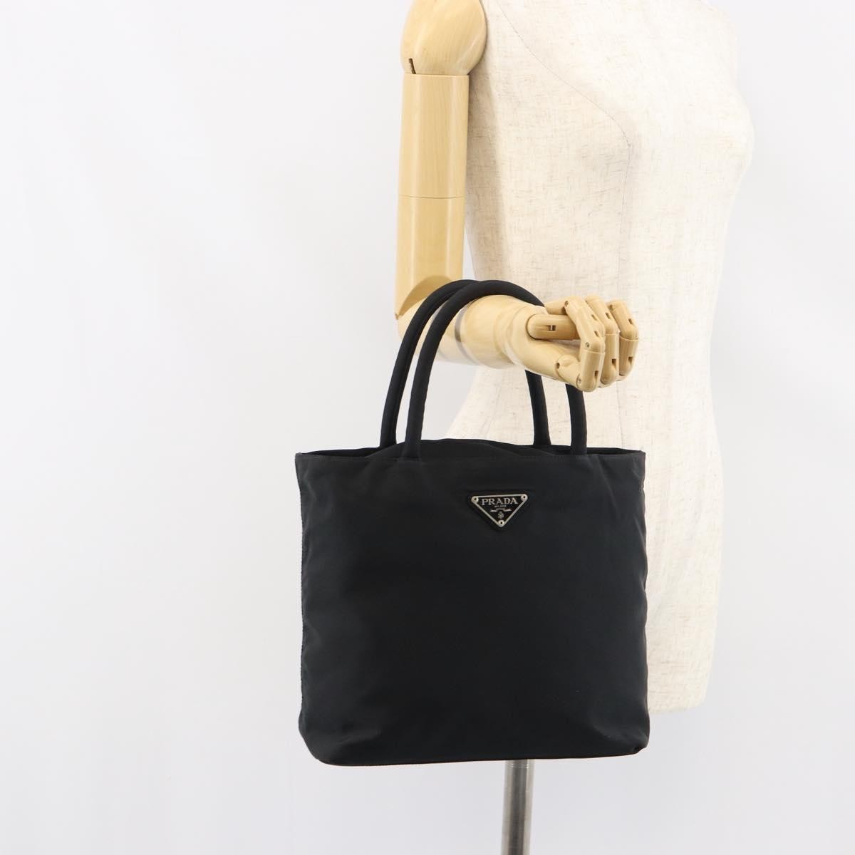 Prada Vintage Zip Tessuto Black Nylon Tote Bag Bag (Pre-Owned)