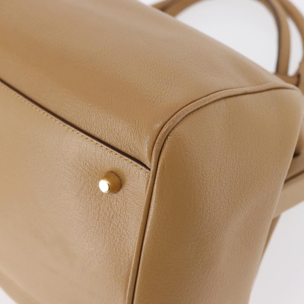 Prada Madras Cerniera Doctor Leather Beige Leather Handbag (Pre-Owned)