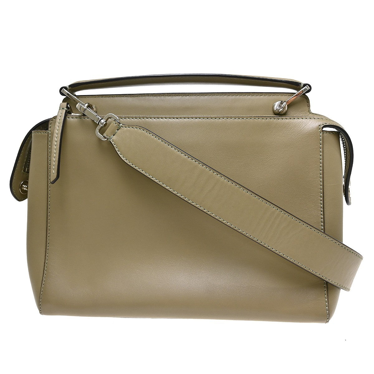 Fendi Dotcom Convertible Satchel Leather Beige Leather Handbag (Pre-Owned)