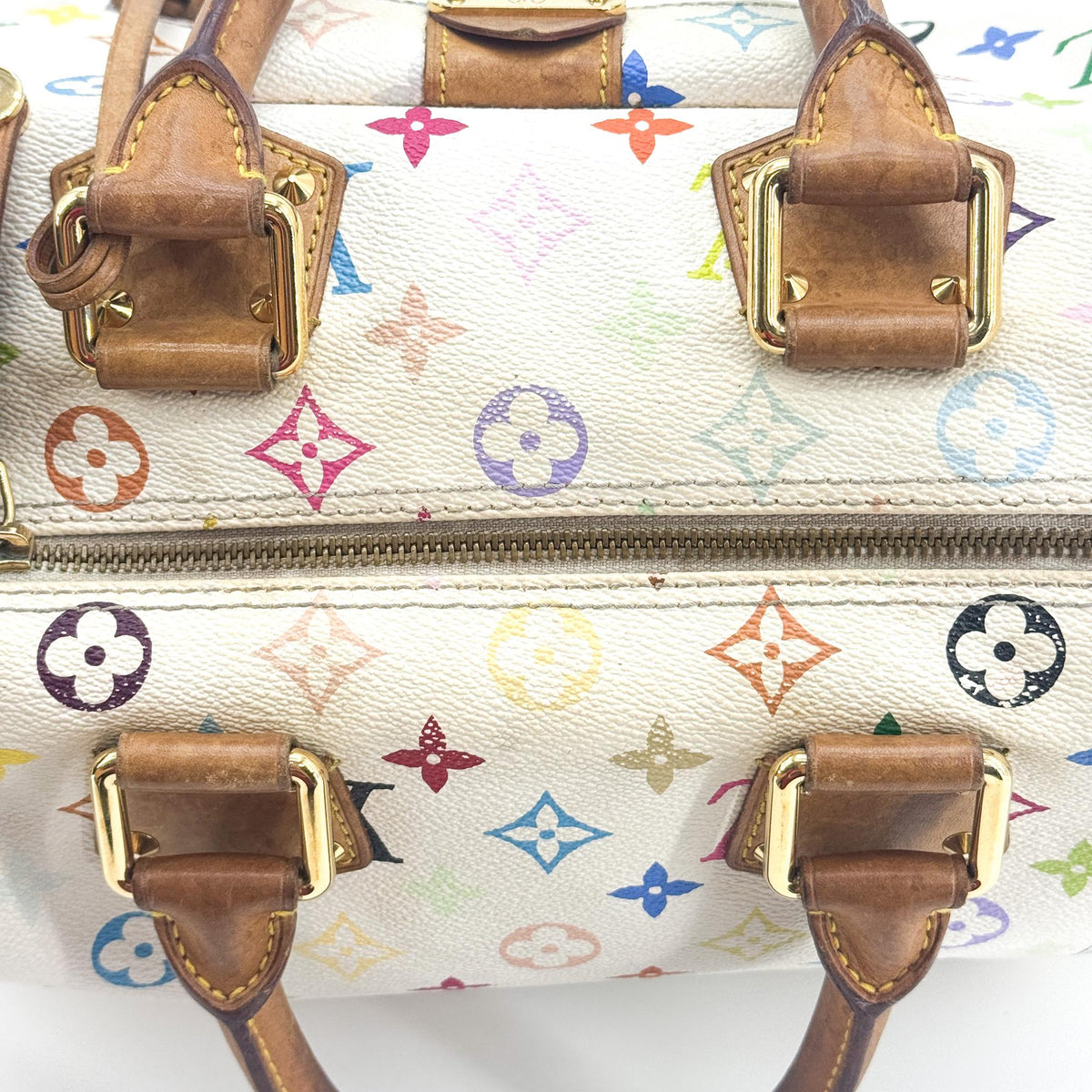 Louis Vuitton Speedy Monogram Multicolor White Canvas Handbag (Pre-Owned)
