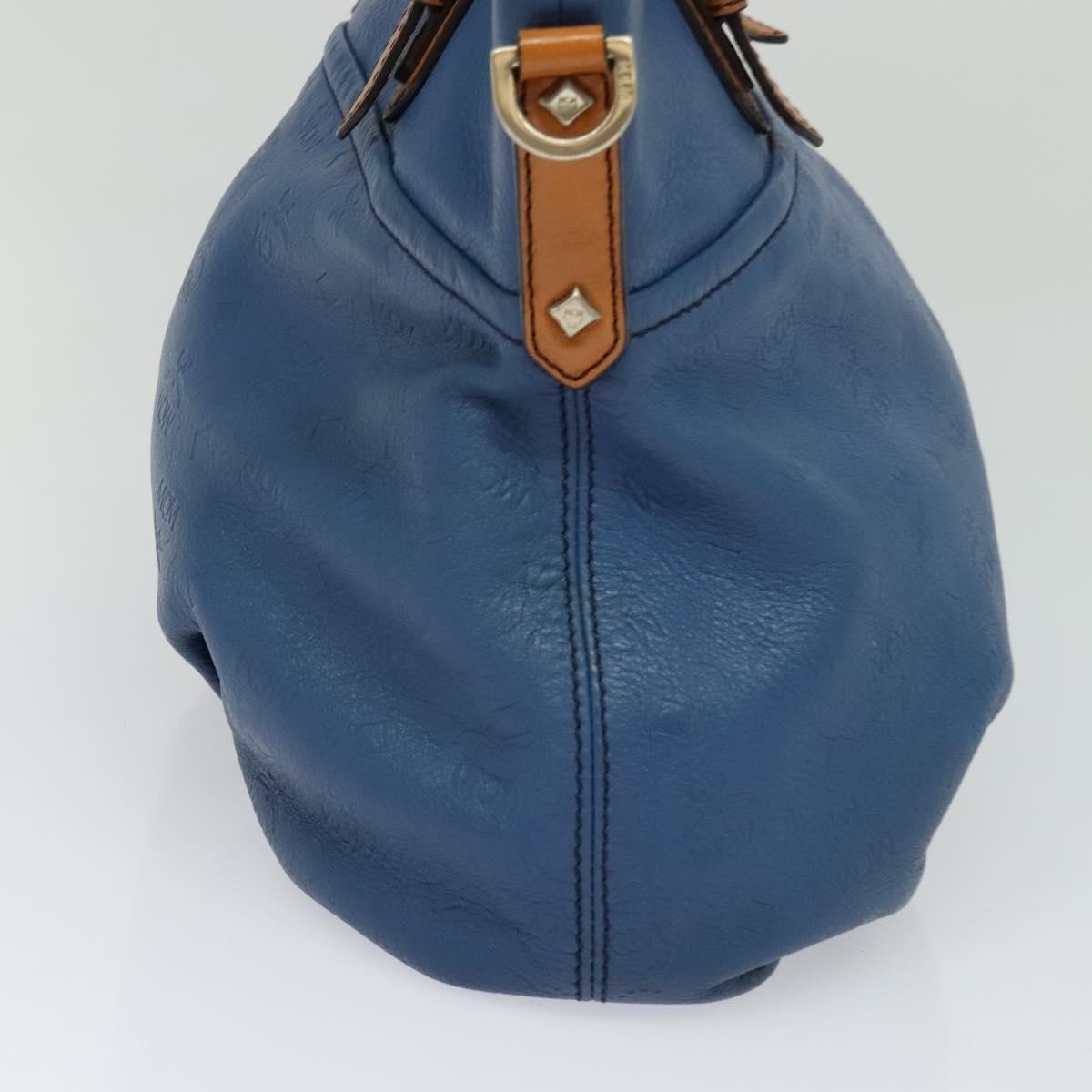 MCM Visetos Logogramme Leather Blue Leather Handbag (Pre-Owned)