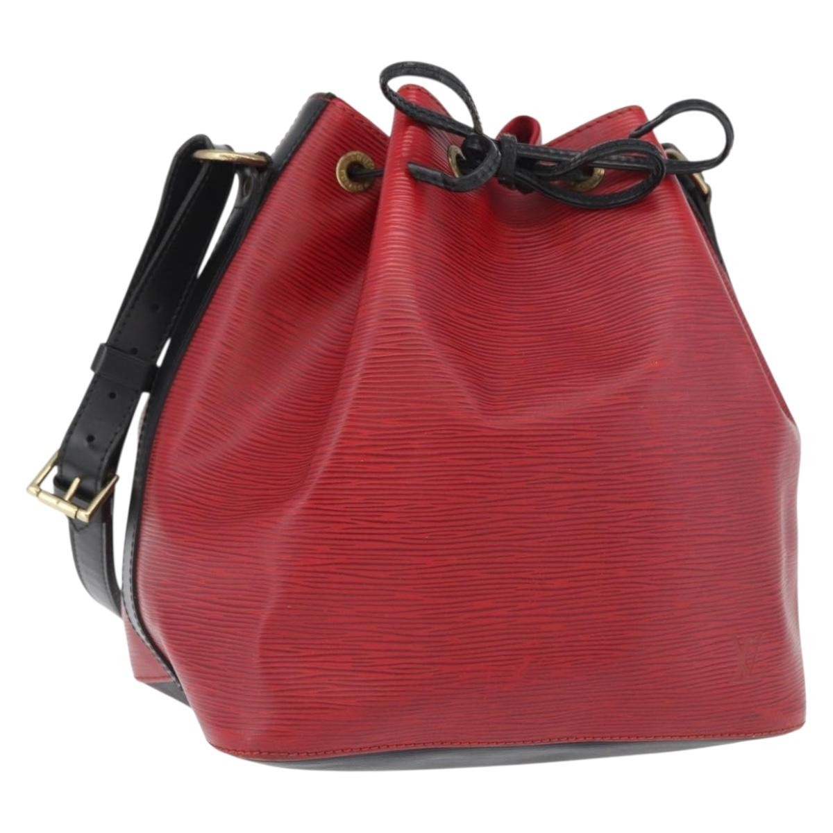Louis Vuitton Petit Noe Monogram Canvas Red Leather Shoulder Bag Bag (Pre-Owned)