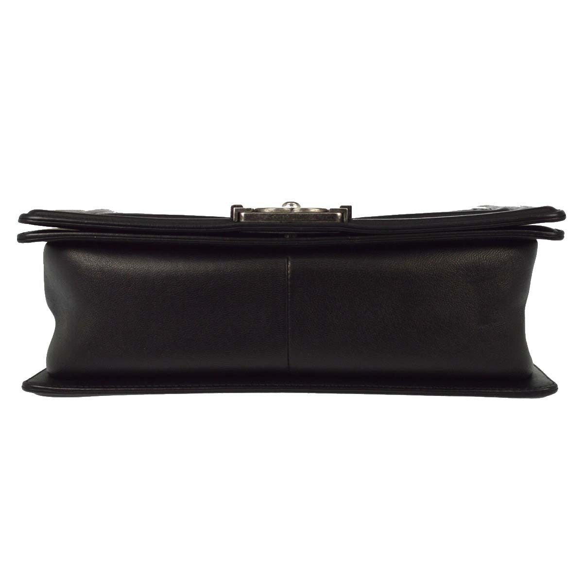 Chanel Boy Flap Quilted Lambskin Black Leather Handbag (Pre-Owned)
