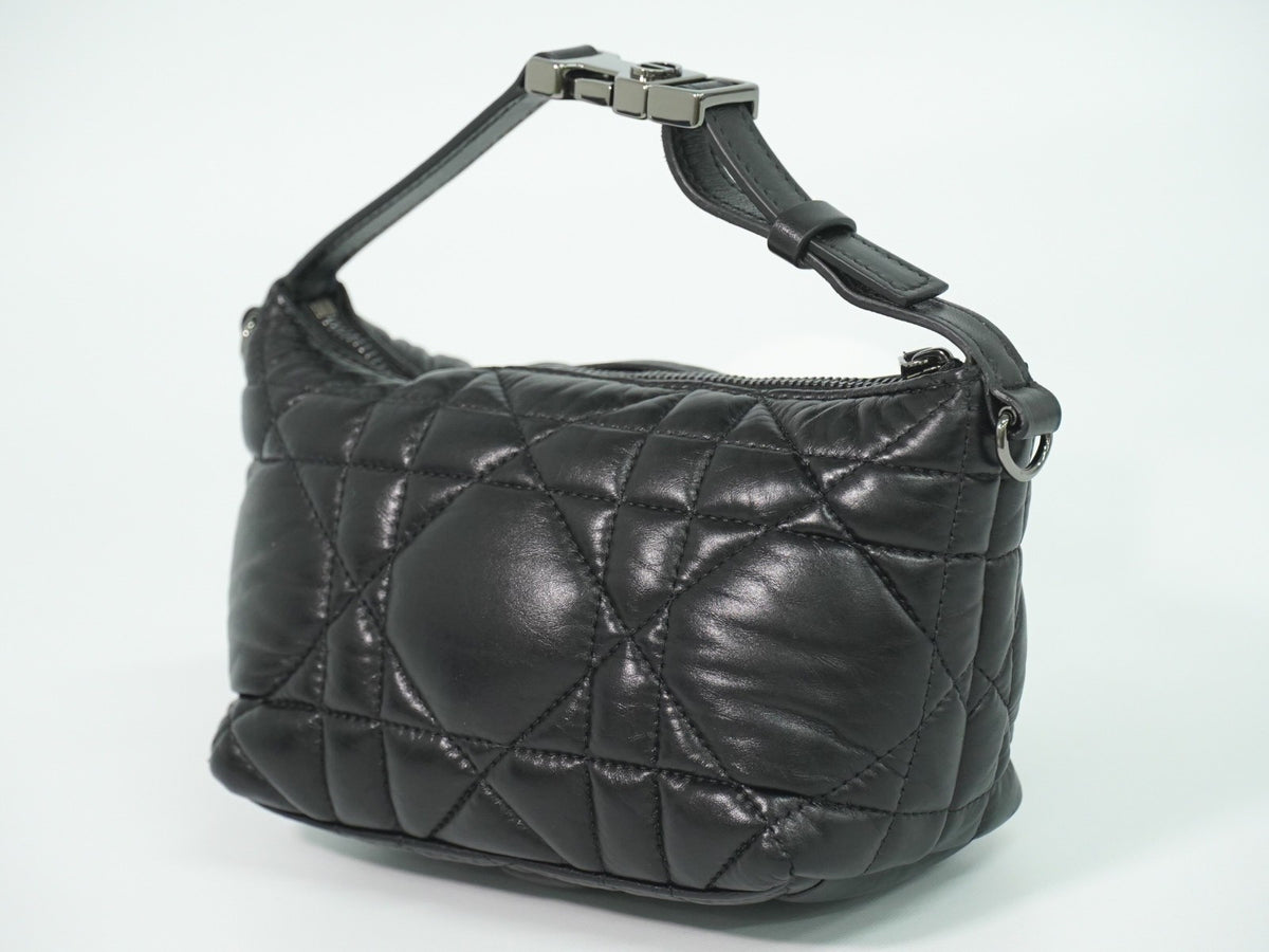 Christian Dior Diortravel Nomad Macrocannage Quilt Calfskin Black Leather Clutche & Pouche Bag (Pre-Owned)