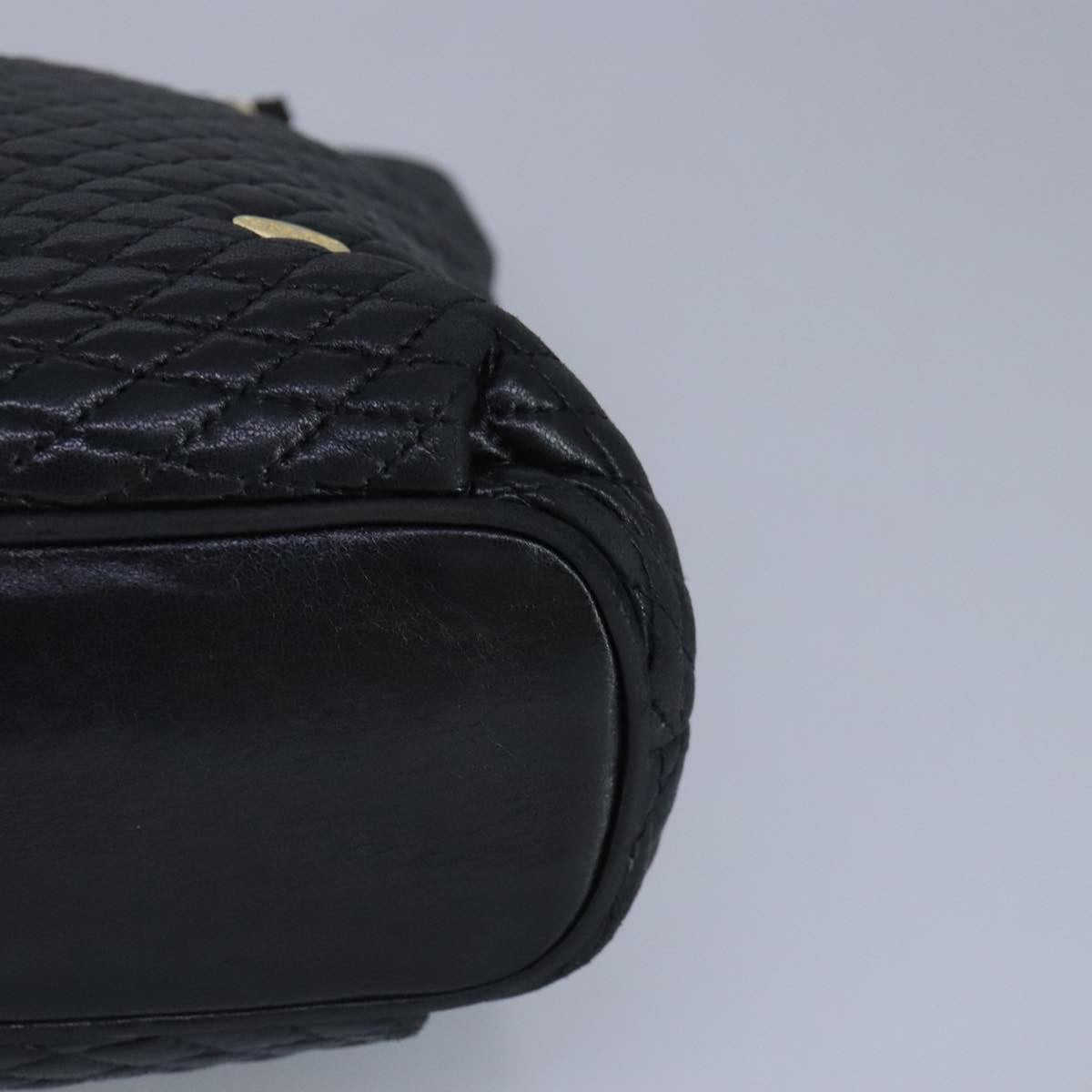Bally Vintage Chain Quilted Leather Navy Leather Shoulder Bag Bag (Pre-Owned)