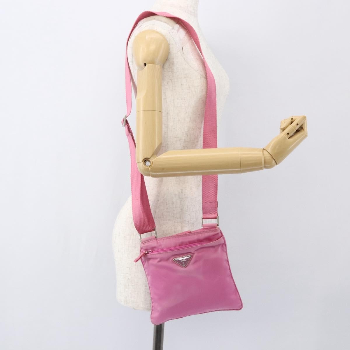 Prada Front Pocket Messenger Tessuto Pink Nylon Shoulder Bag Bag (Pre-Owned)
