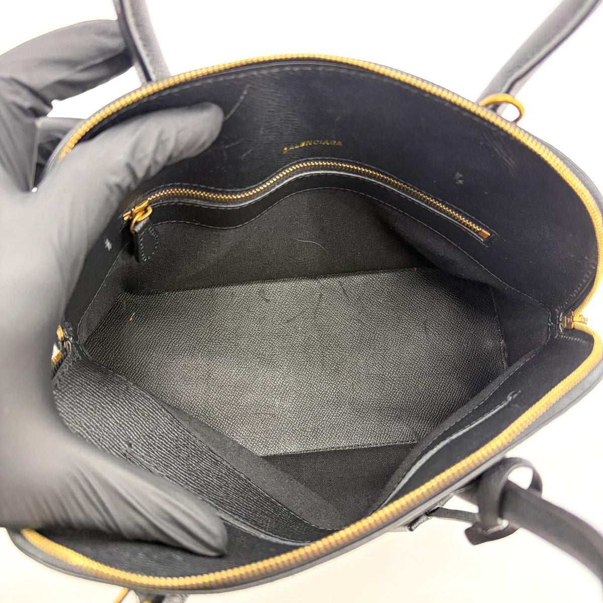 Balenciaga Logo Ville Leather Black Calfskin Handbag (Pre-Owned)