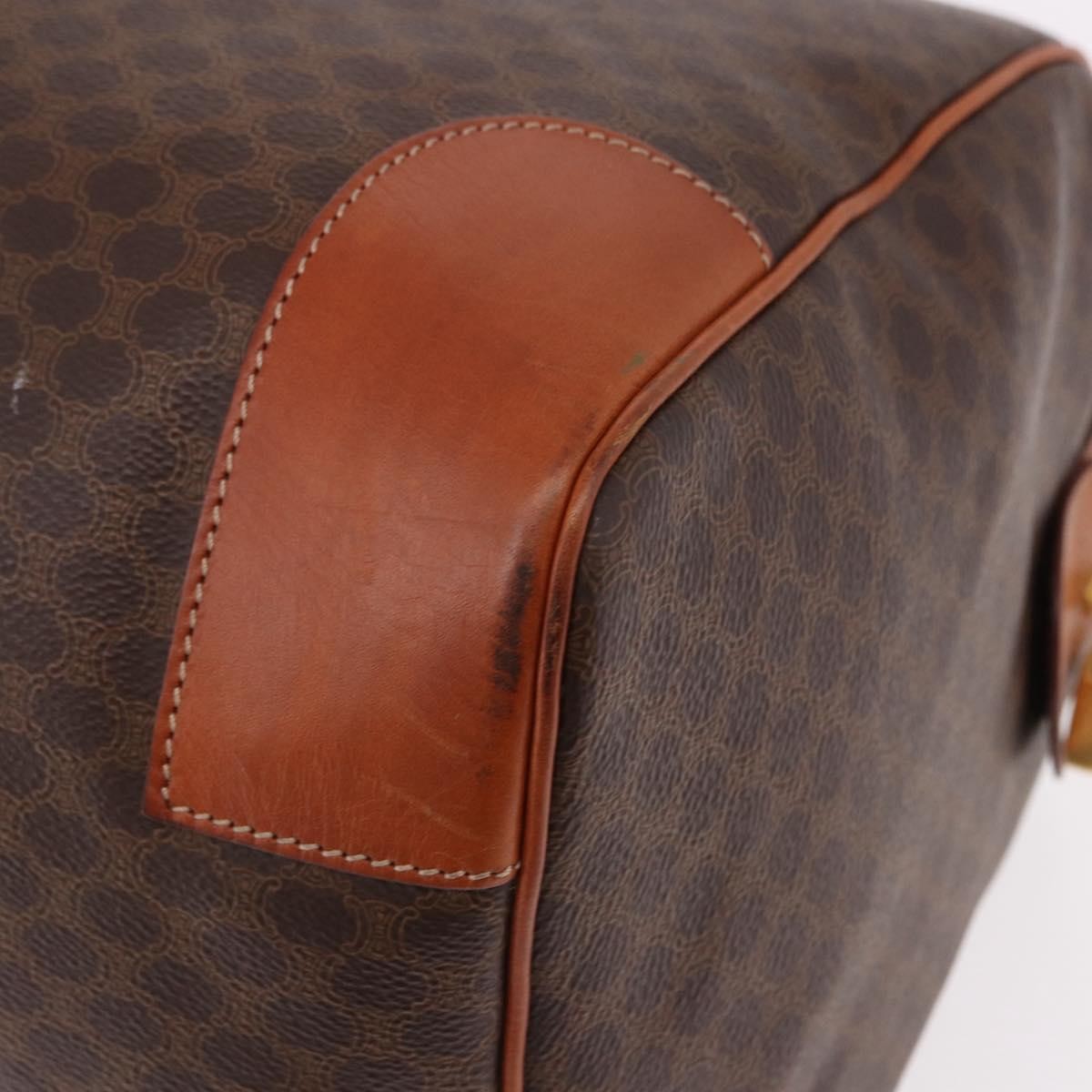 Celine Vintage Duffle Macadam Coated Canvas Brown Canvas Handbag (Pre-Owned)