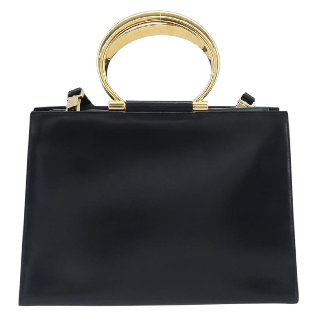Celine Top Handle Leather Black Leather Handbag (Pre-Owned)
