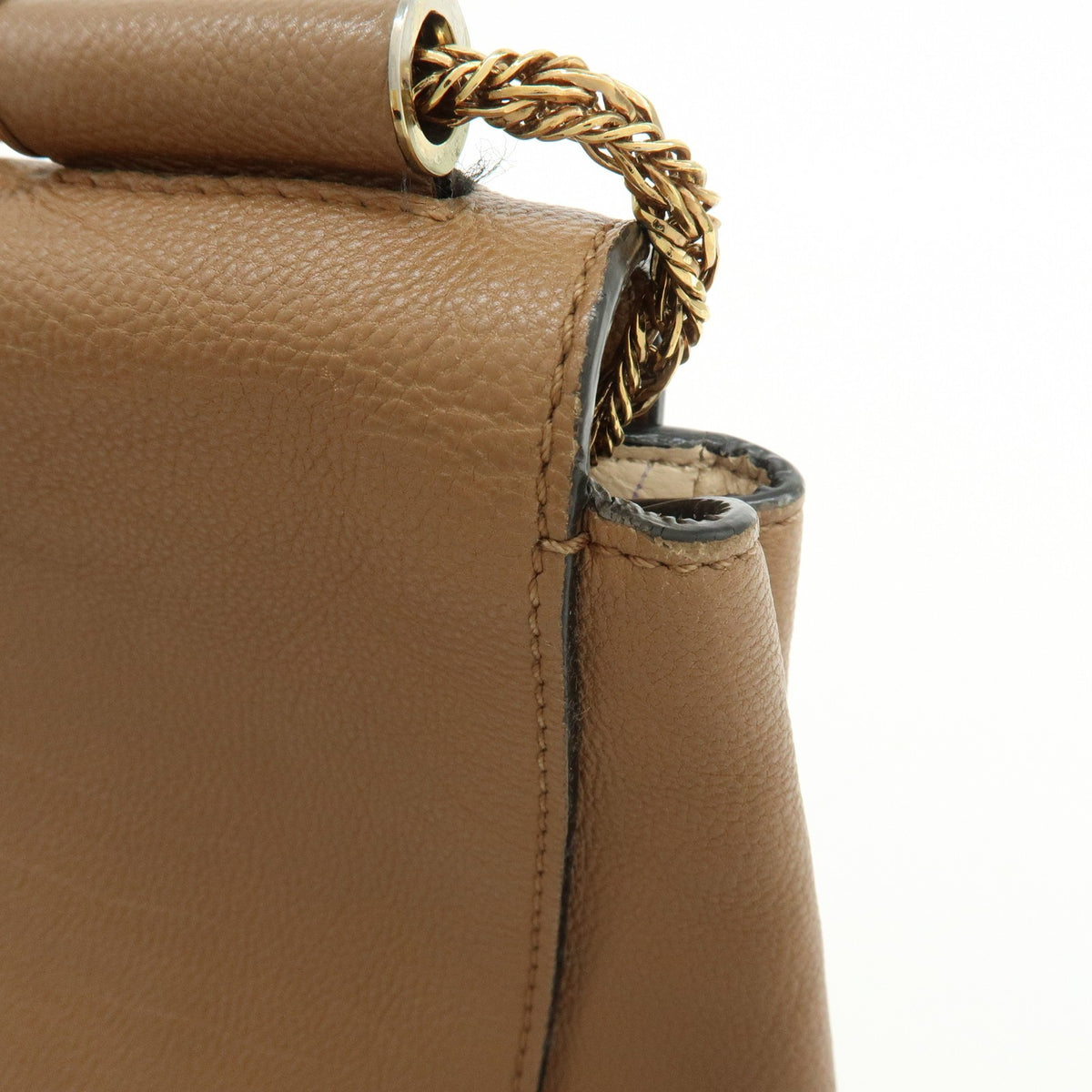 Chloe Elsie Chain Leather Brown Leather Shoulder Bag Bag (Pre-Owned)
