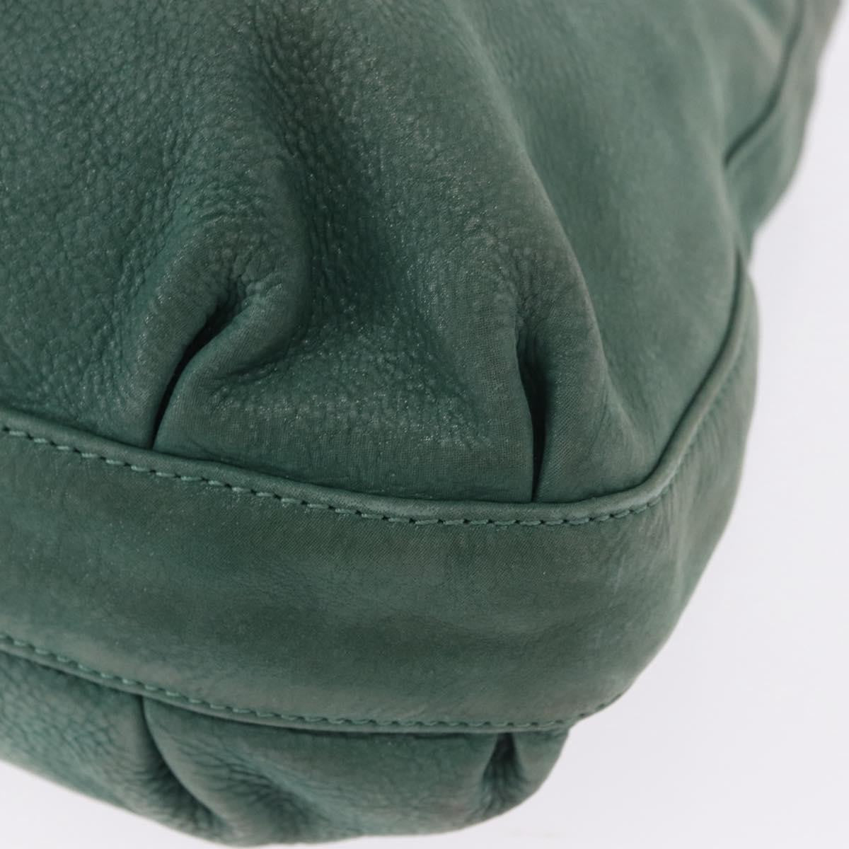 Fendi Vintage Pequin Coated Canvas Green Leather Shoulder Bag Bag (Pre-Owned)
