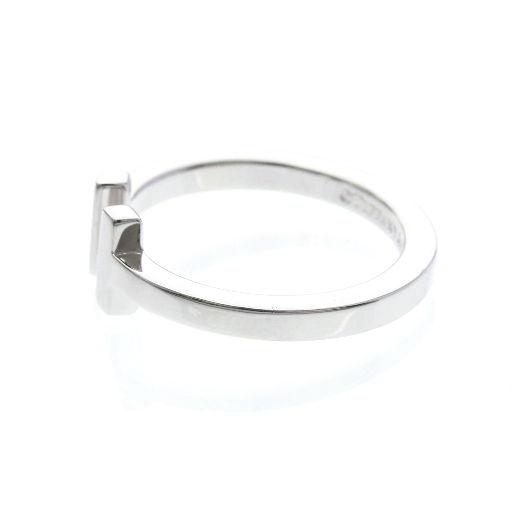 Tiffany & Co. T Square 18K White Gold Silver White_Gold Ring Jewelry (Pre-Owned)