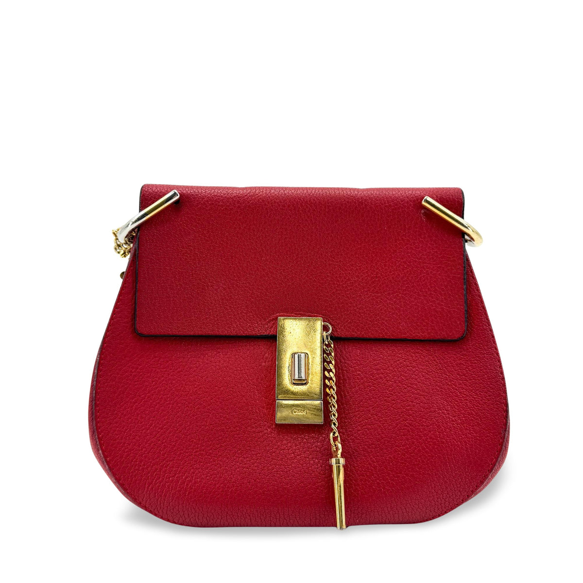 Chloe Drew Leather Red Leather Crossbody Bag Bag (Pre-Owned)