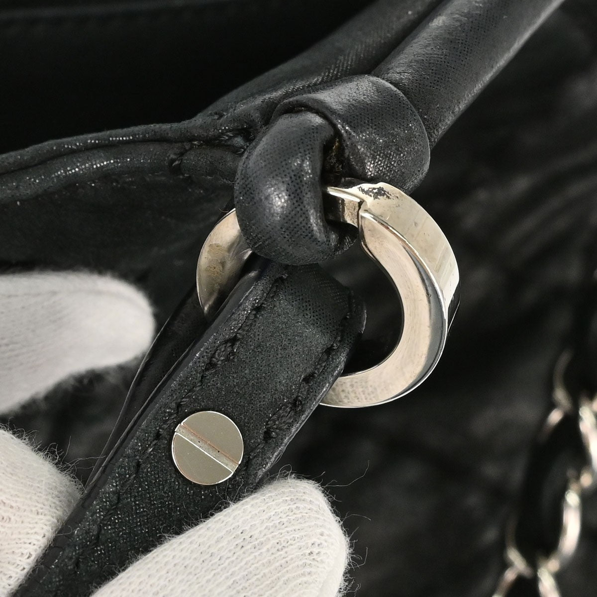 Chanel Cc Sea Hit Quilted Iridescent Calfskin Black Leather Tote Bag Bag (Pre-Owned)