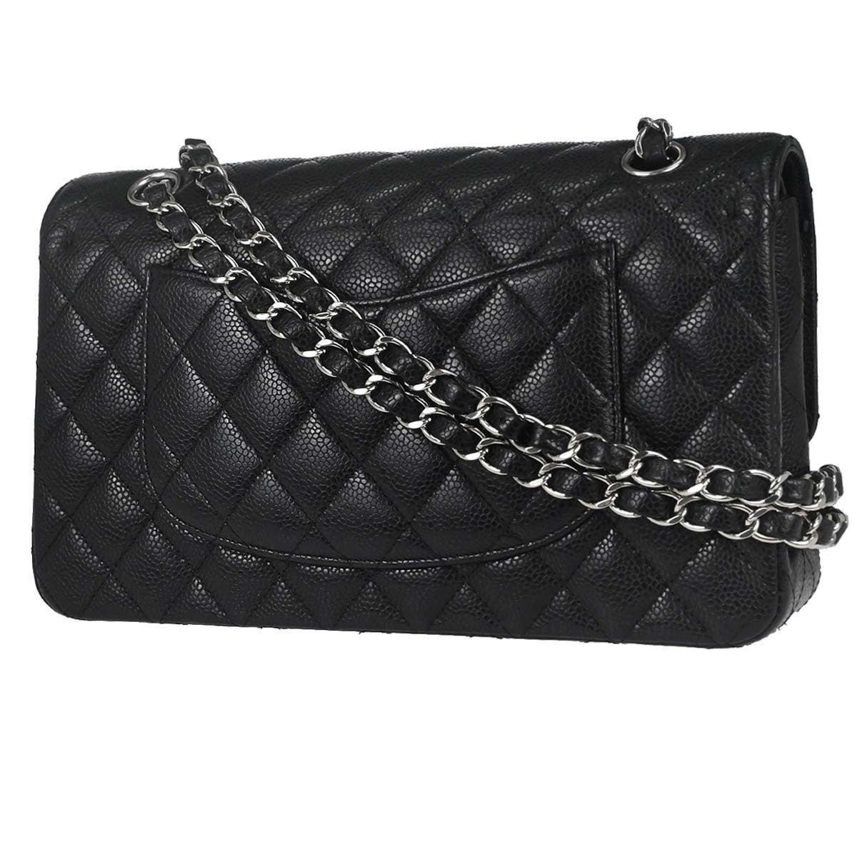 Chanel Timeless - Classic Double Flap Quilted Caviar Black Calfskin Shoulder Bag Bag (Pre-Owned)