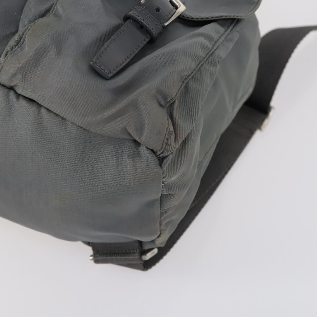 Prada Double Front Pocket Tessuto Gray Nylon Backpack Bag (Pre-Owned)