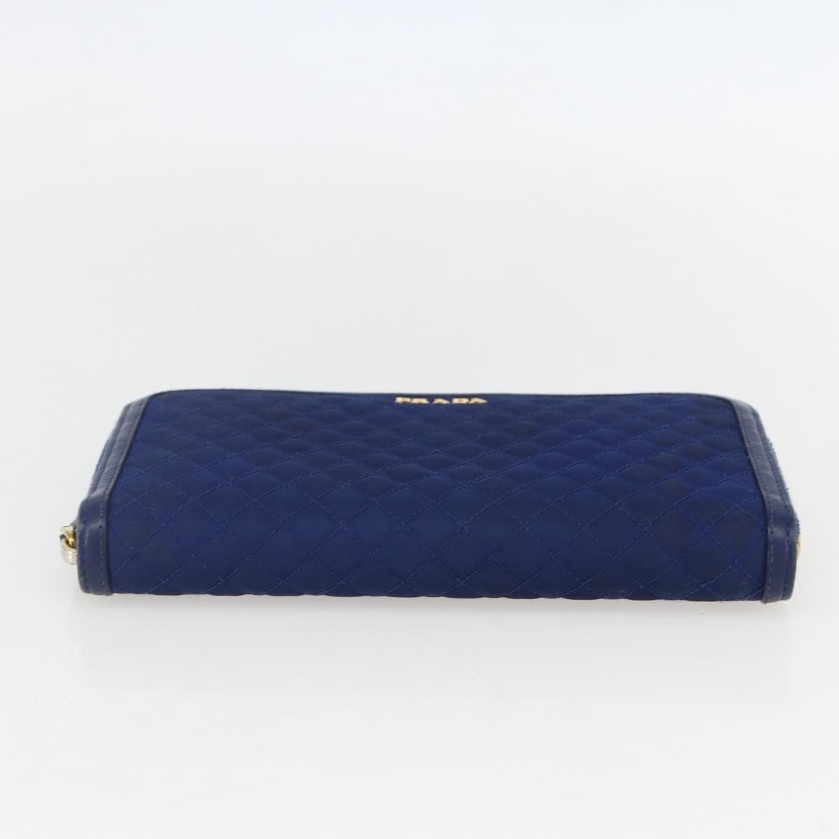 Prada Zip Around Organizer Saffiano Leather With Applique Blue Leather Wallets Accessory (Pre-Owned)