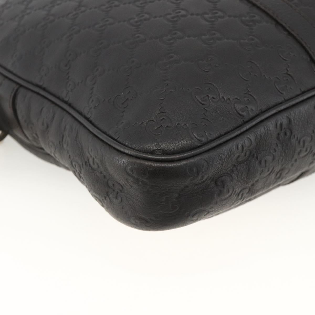 Gucci Convertible Guccissima Leather Black Leather Briefcase Bag (Pre-Owned)
