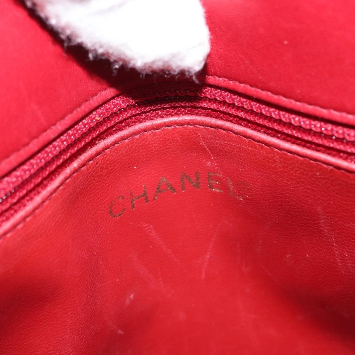 Chanel Vintage Slit Pocket Quilted Lambskin Red Leather Shoulder Bag Bag (Pre-Owned)