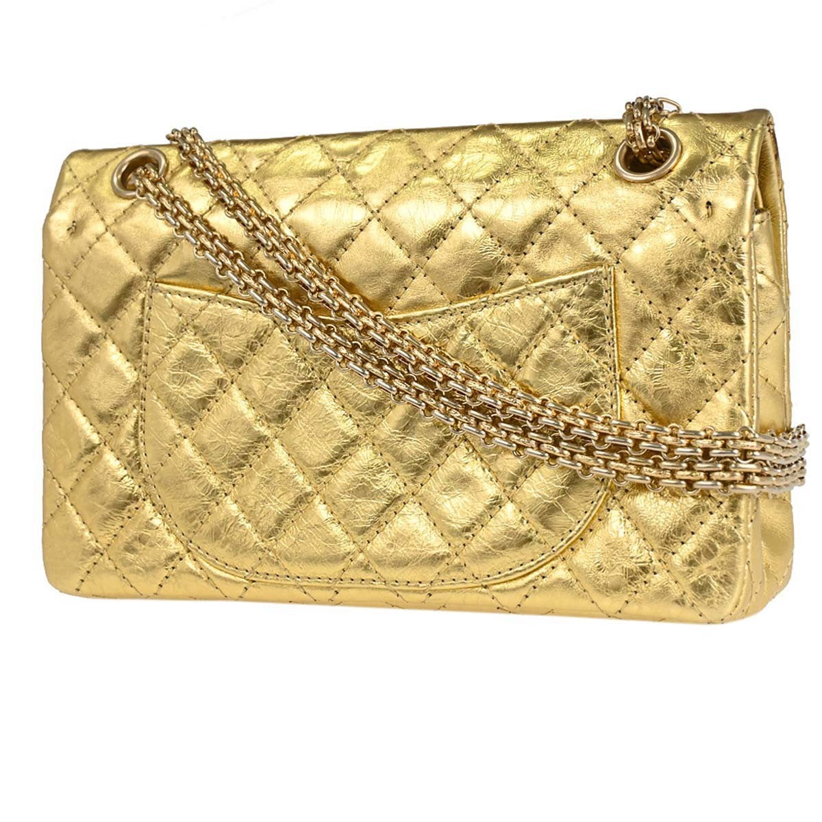 Chanel Reissue 2.55 Flap Metallic Leather Gold Calfskin Handbag (Pre-Owned)