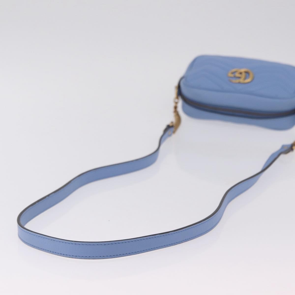 Gucci Gg Marmont Matelasse Patent Blue Leather Shoulder Bag Bag (Pre-Owned)