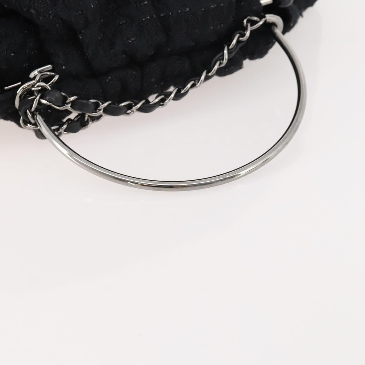 Chanel Knitting Satchel Boucle Tweed Black Tweed Handbag (Pre-Owned)
