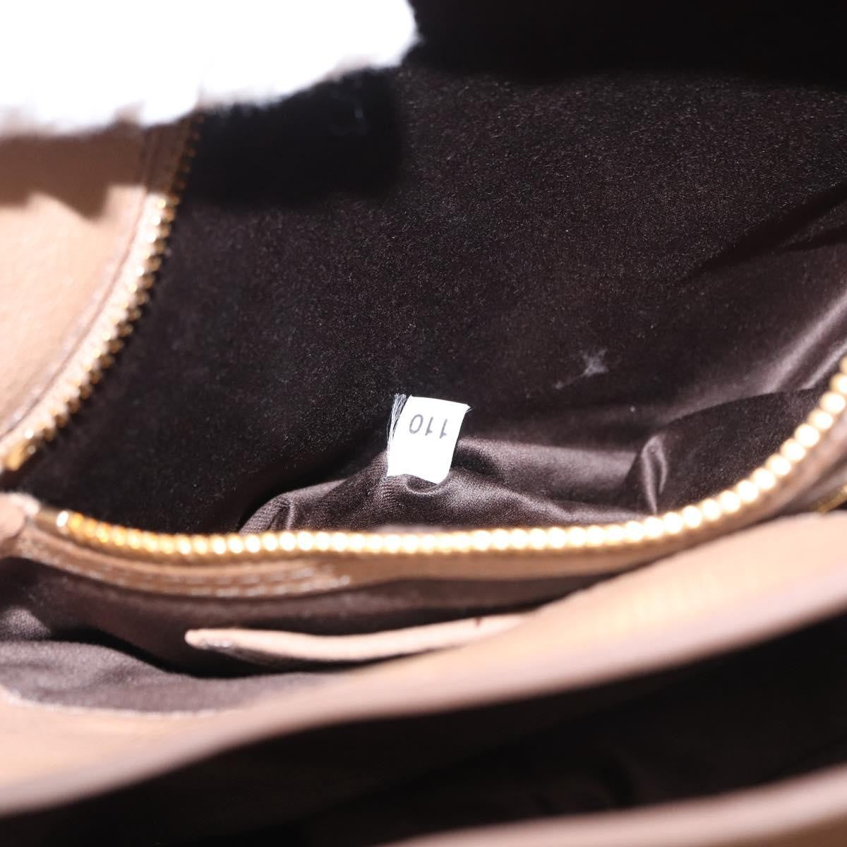 Miu Miu Madras Convertible Lock Tote Leather Beige Leather Handbag (Pre-Owned)
