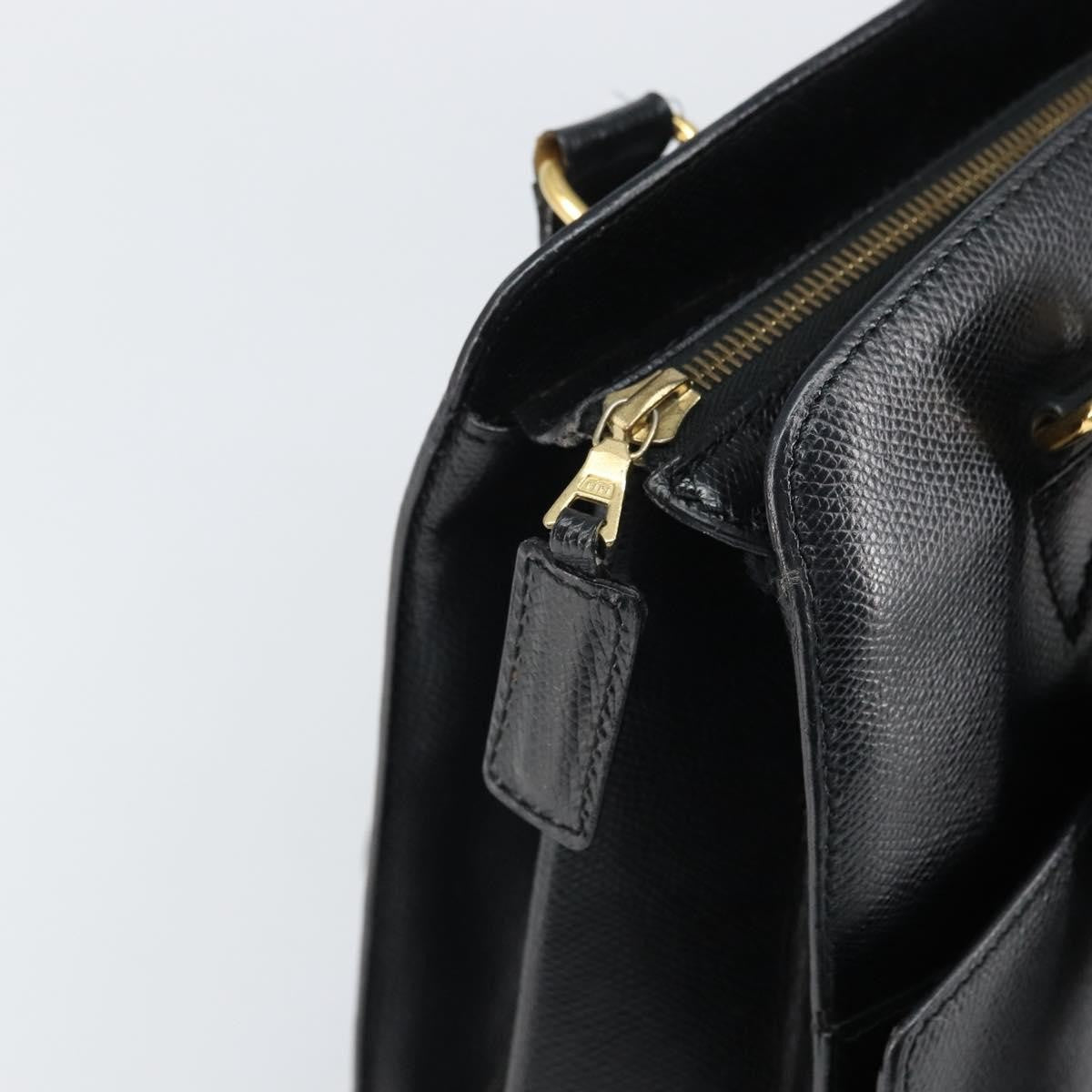 Celine Vintage Turn Lock Shoulder Leather Black Leather Handbag (Pre-Owned)