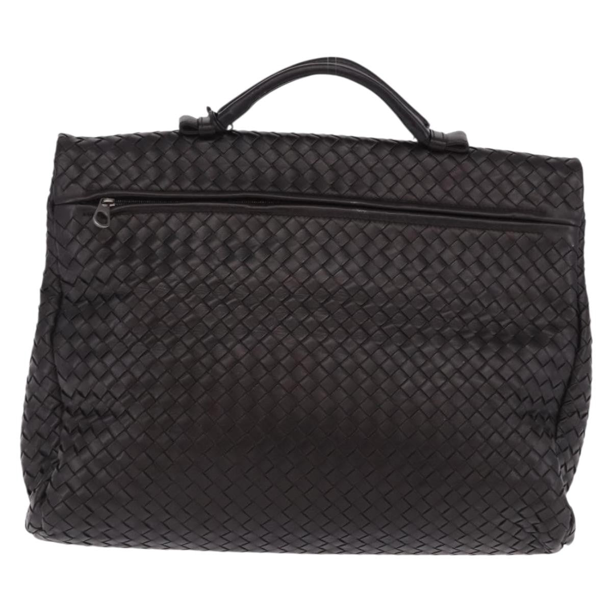 Bottega Veneta Envelope Intrecciato Nappa Black Leather Briefcase Bag (Pre-Owned)