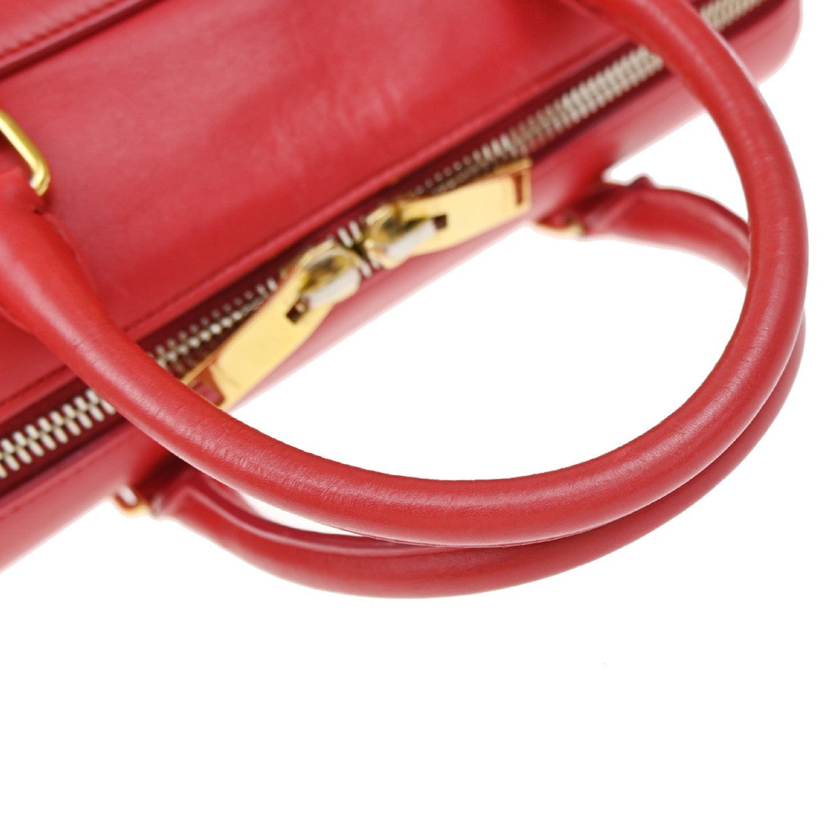 Saint Laurent Classic Baby Duffle Leather Red Leather Handbag (Pre-Owned)