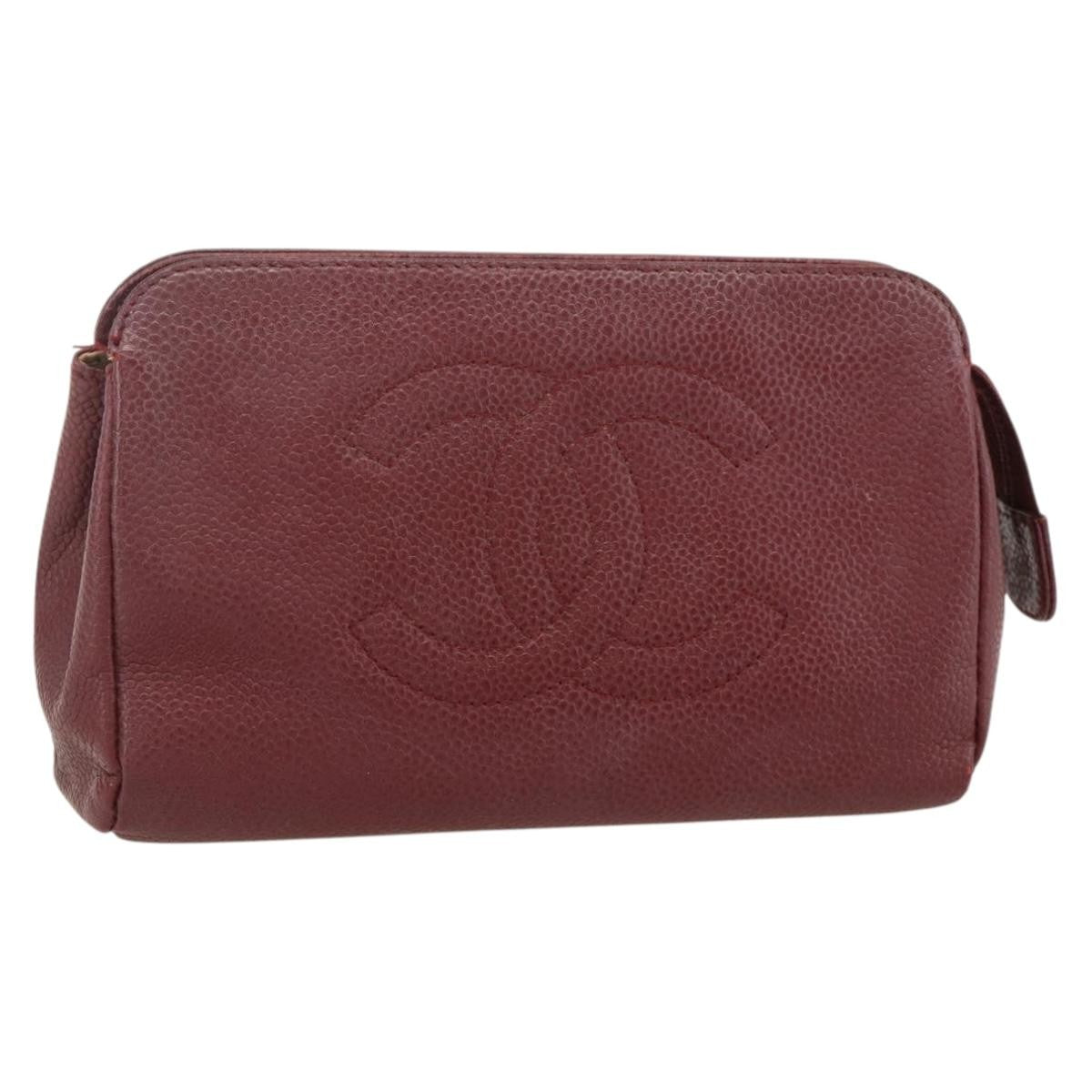 Chanel Vintage Timeless Toiletry Leather Burgundy Calfskin Clutche & Pouche Bag (Pre-Owned)