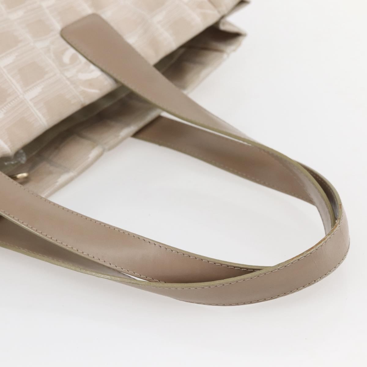 Chanel Travel Line Tote Nylon Beige Nylon Bag (Pre-Owned)