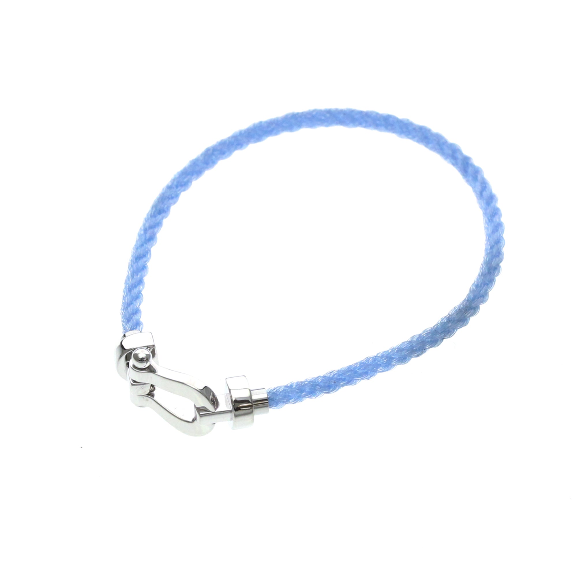 Fred Paris Force 10 Woven Cord With Stainless Steel And 18K White Gold Silver White_Gold Bracelet Jewelry (Pre-Owned)