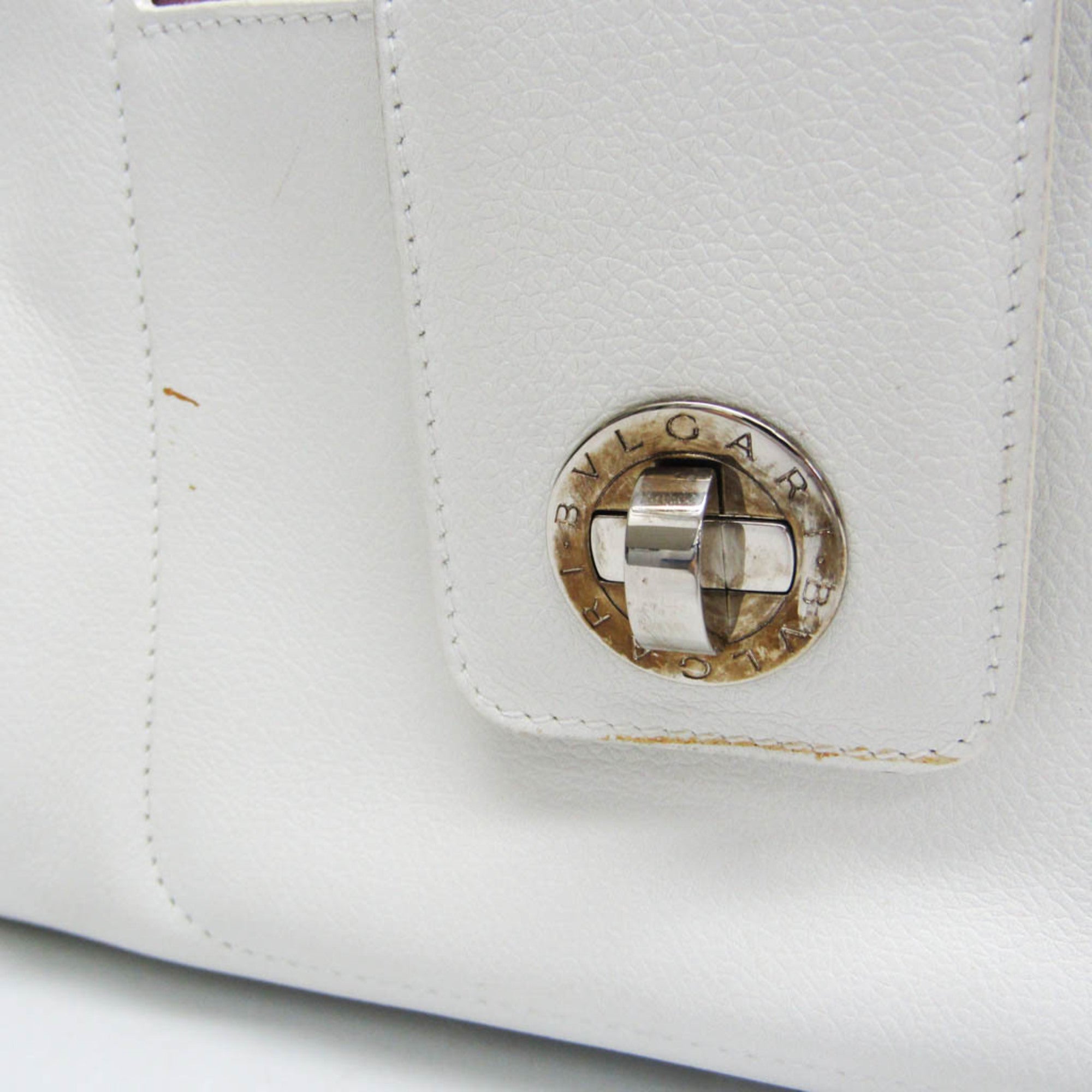 Bvlgari Vintage Leather White Leather Handbag (Pre-Owned)