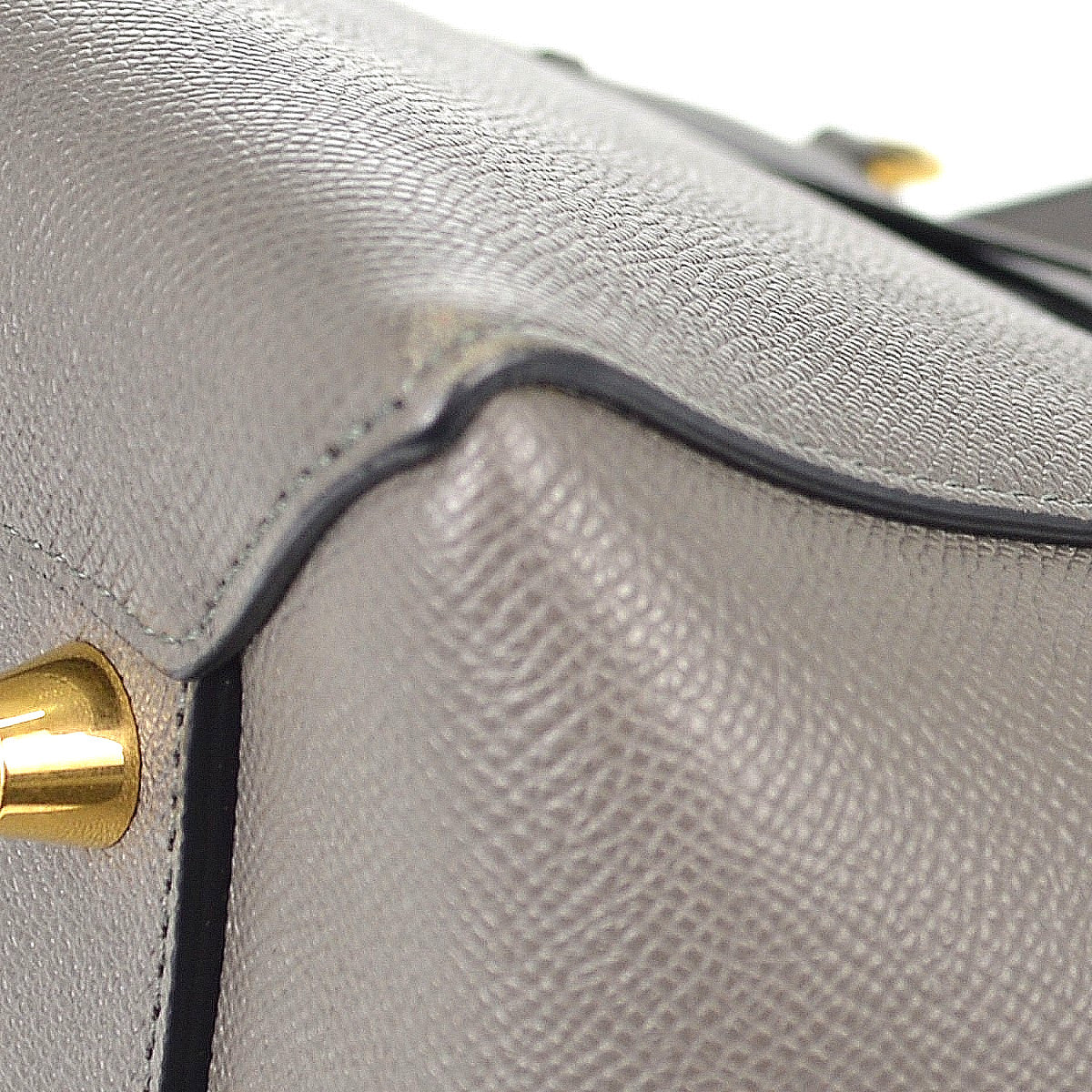 Celine Belt Textured Leather Gray Leather Handbag (Pre-Owned)
