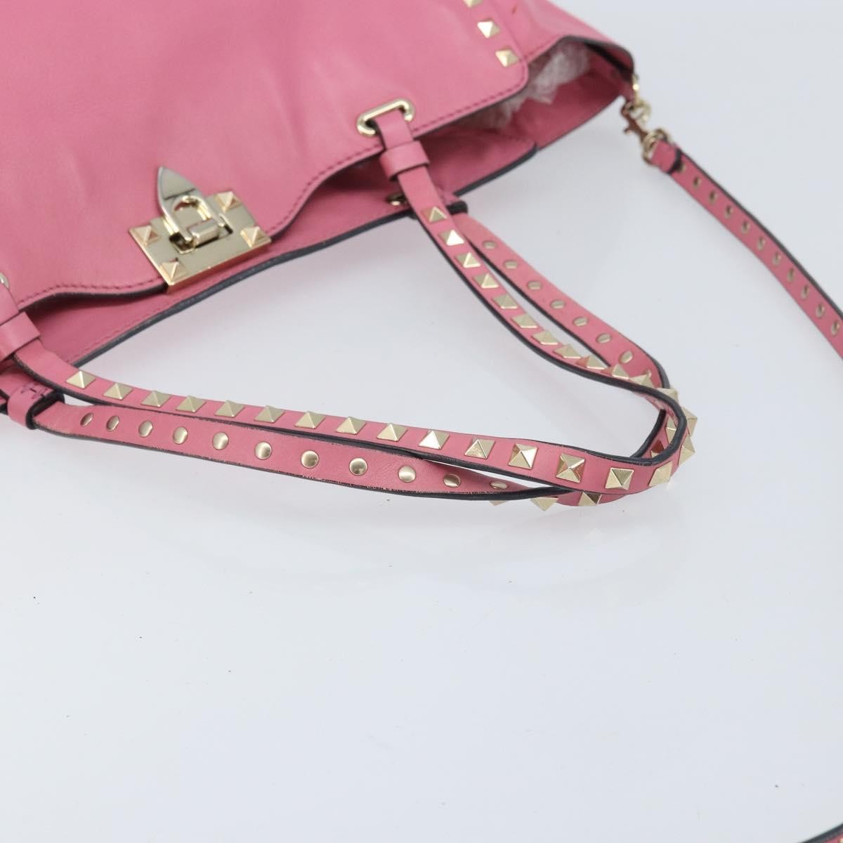 Valentino Garavani Rockstud Tote Soft Leather Pink Leather Tote Bag Bag (Pre-Owned)