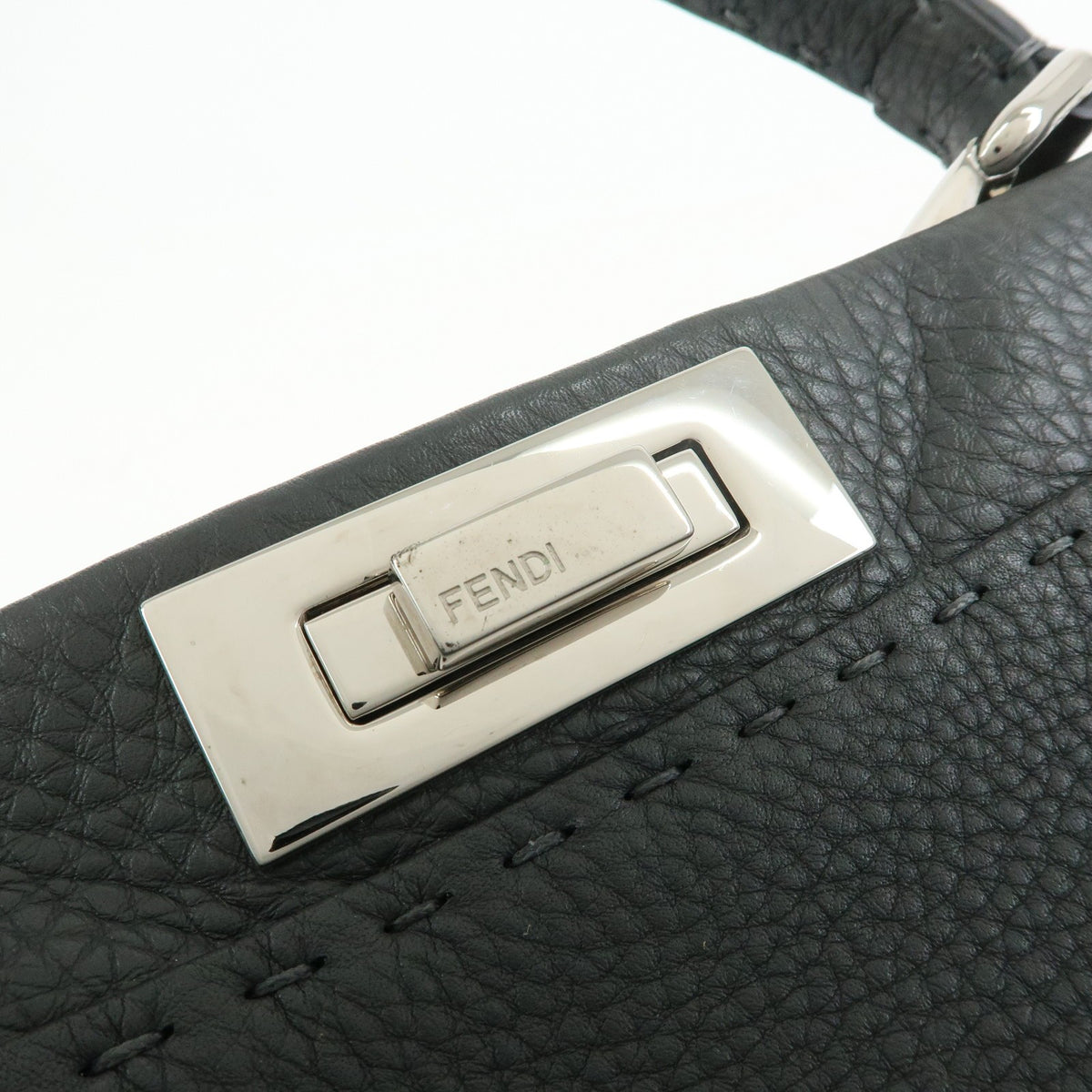 Fendi Selleria Peekaboo Leather Gray Leather Handbag (Pre-Owned)